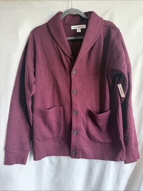 Amazon Essentials Maroon Shawl-Collar Button Cardigan